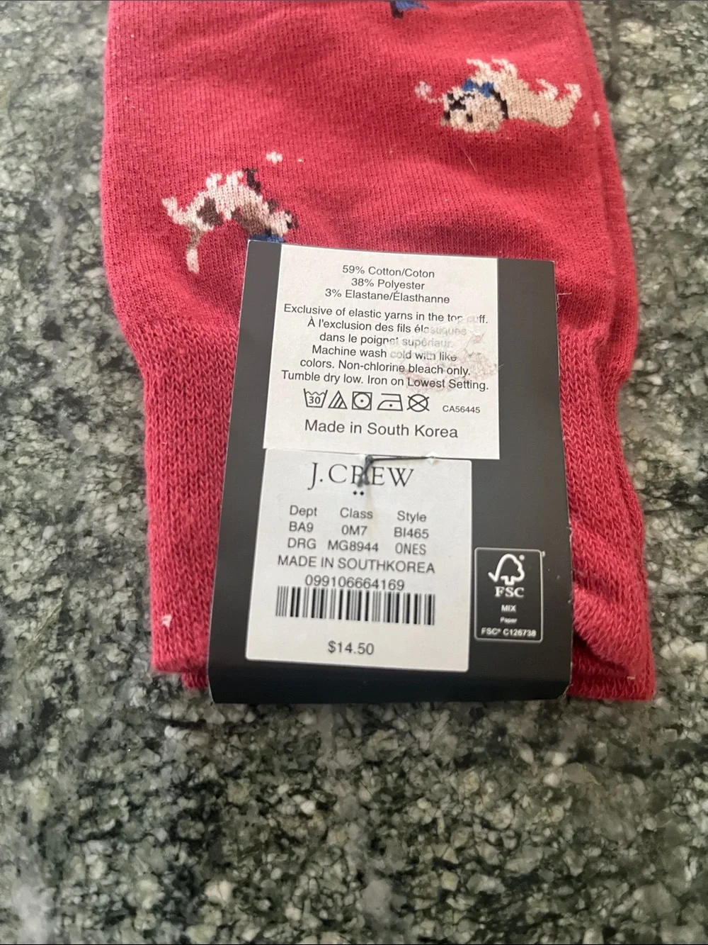 J. Crew Red Crew Socks with Dog Motif